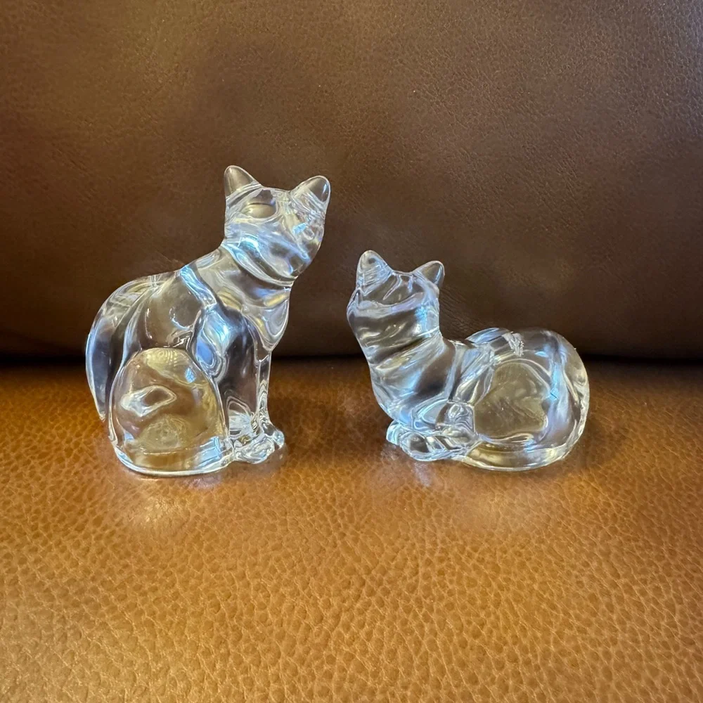 Vintage 1990s Lennox clear crystal cat salt and pepper shakers-made in Germany